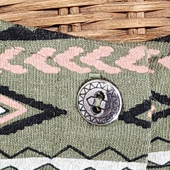 Vintage 1980s In2 Tribal button Up Long Sleeve Cropped Top with Shoulder Pads LG - Picture 3 of 12